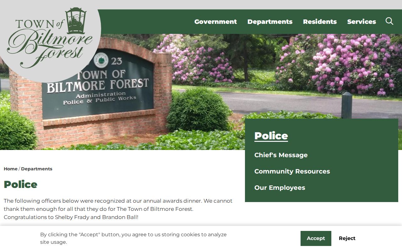 Biltmore Forest court records context at the police department