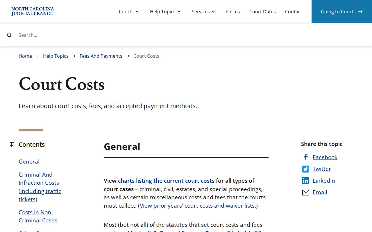 Buncombe docket search court costs reference