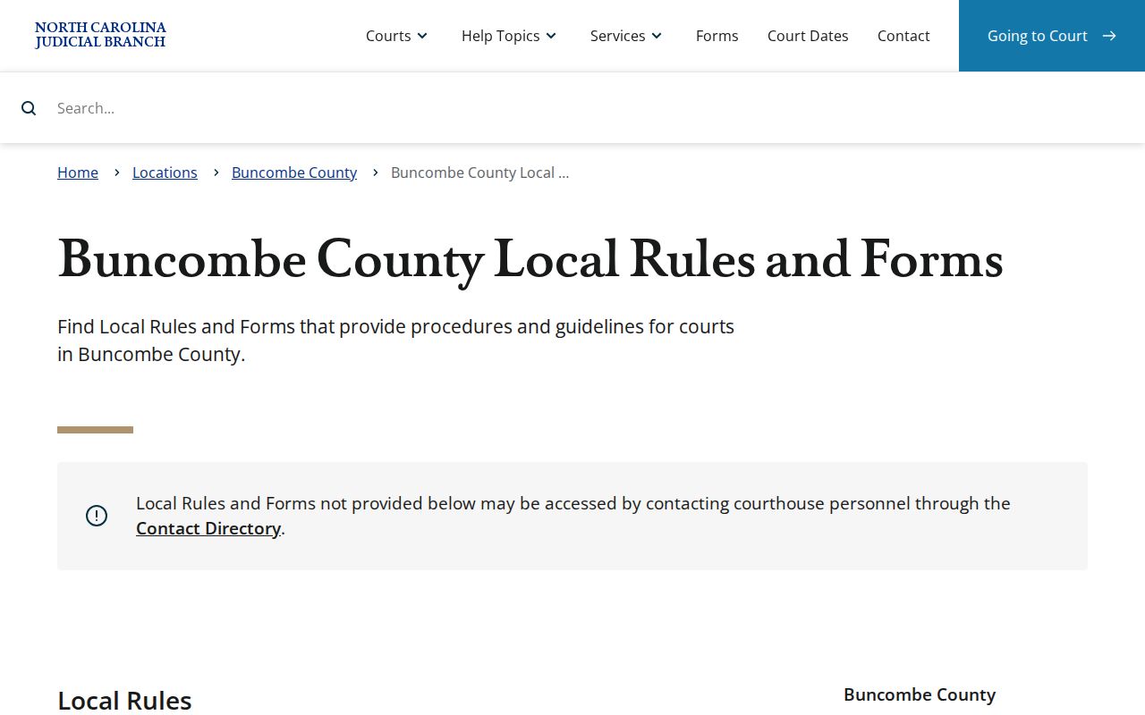 Buncombe civil court dockets local rules and forms source