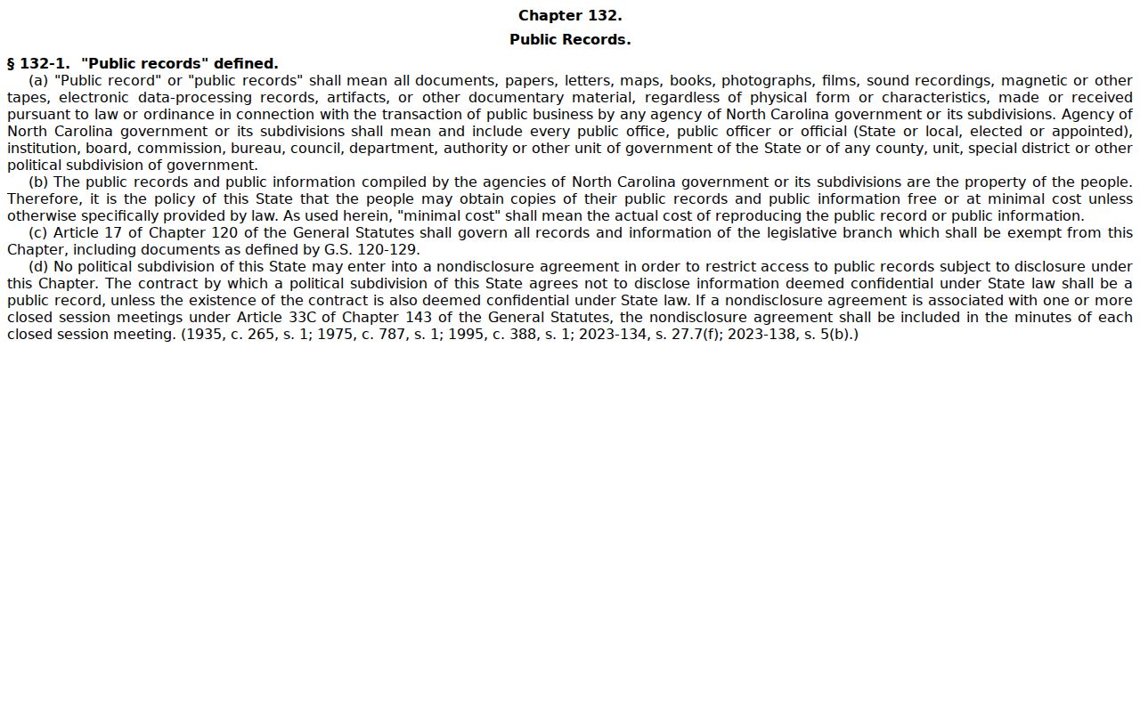 Buncombe court case records G.S. 132-1 source