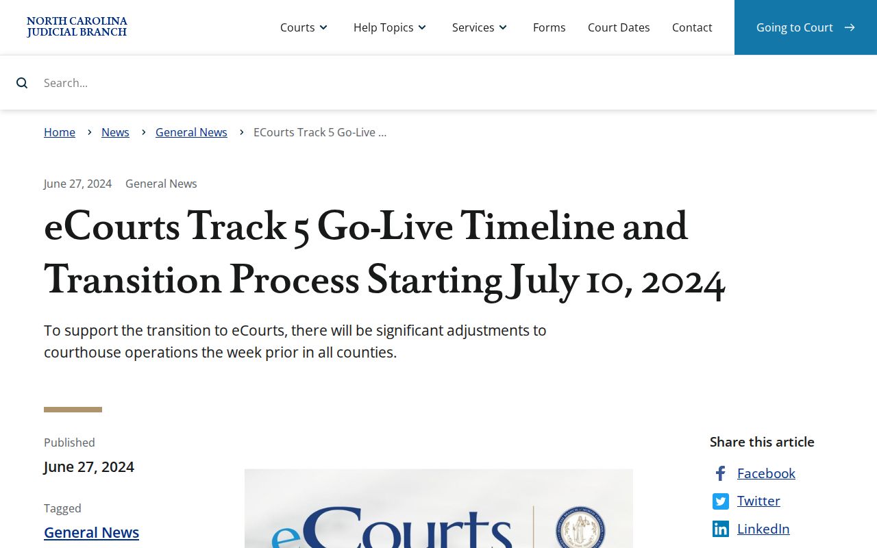 Buncombe criminal court dockets eCourts Track 5 transition notice