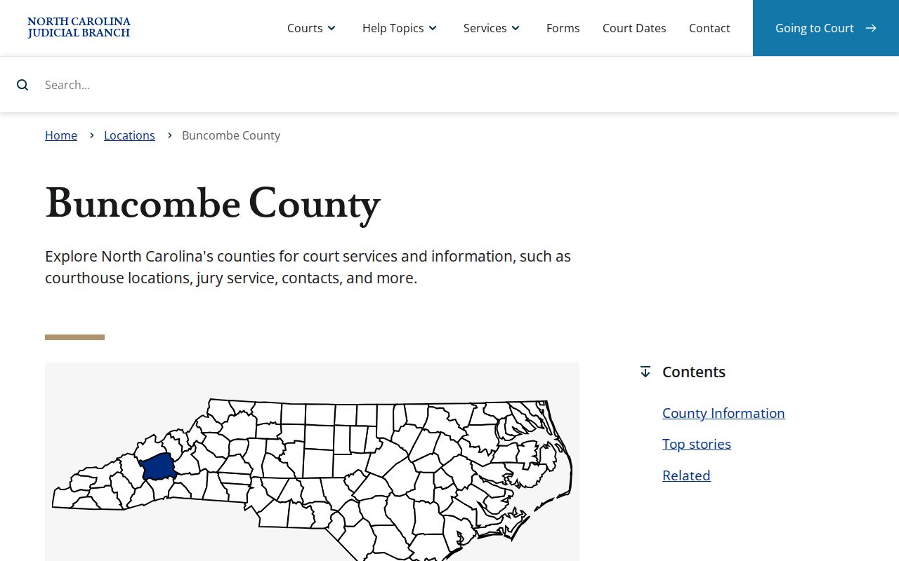 Buncombe County court docket local calendar and court access page