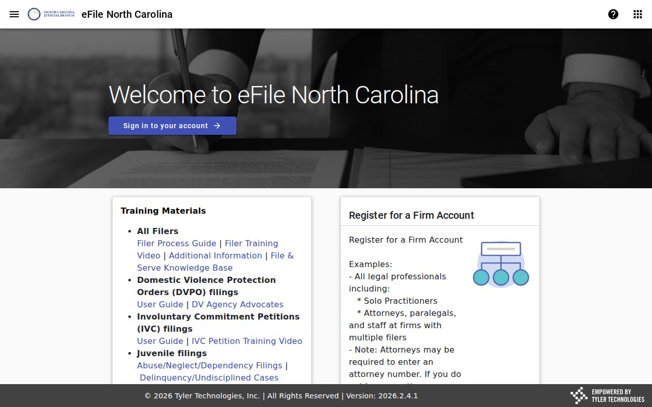 Buncombe County court docket e-filing and record access page