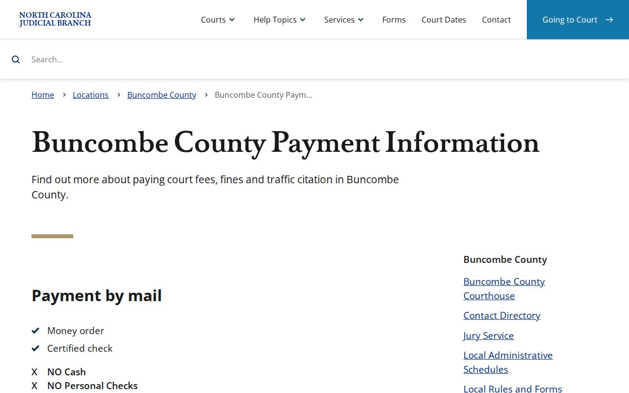 Buncombe traffic court records payment information