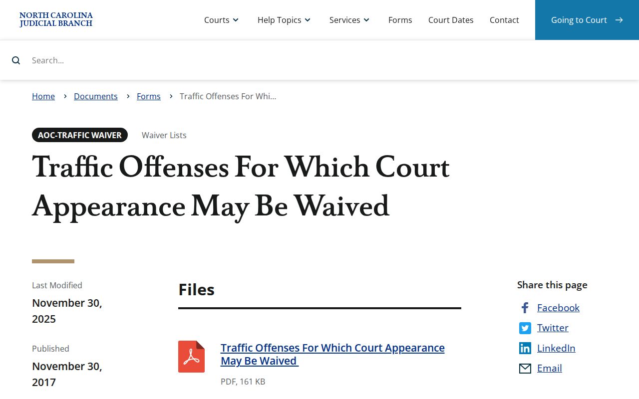 Buncombe traffic court records waiver list source